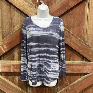 Cynthia Rowley Tie Dye Shirt Yoga Small Long Sleeve High Low Hem Scoop Neck